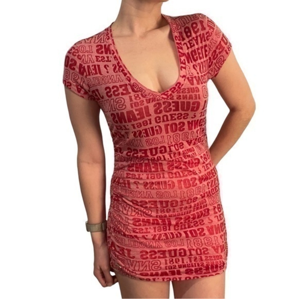 Vintage Guess Y2K Red Logo Mini Tunic Dress 💕